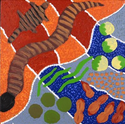 Warna Jukurrpa - Snake Dreaming, Gwenda Nakamarra Gill, Aboriginal art
